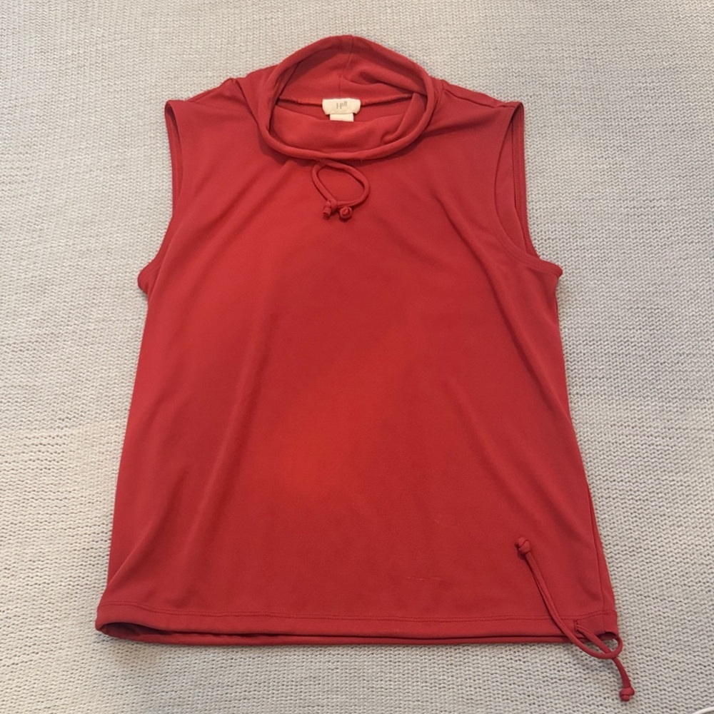 J.Jill Small Sleeveless Cowl Neck Top | Adjustable Hem Rust Red